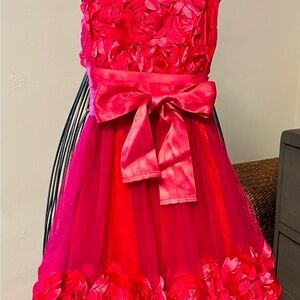 Elegant Floral Pink Dress with Bow